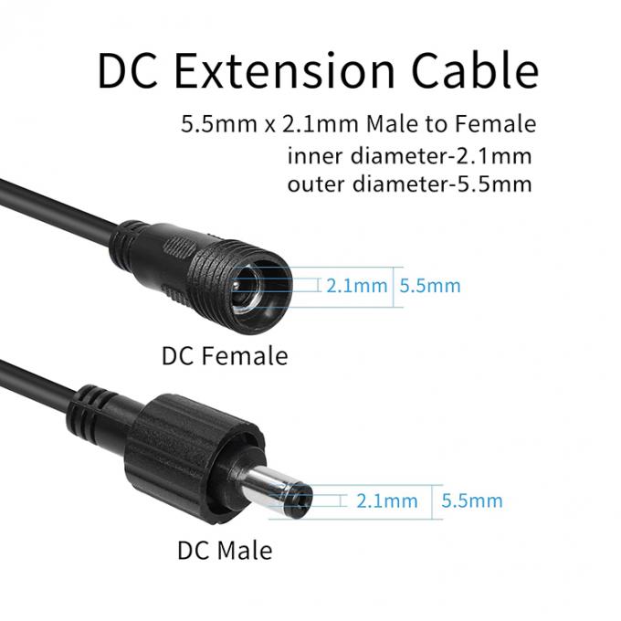 Cable de extensão de energia de 5,5x2,1 mm, 3,5x1,35 mm para luz LED 3