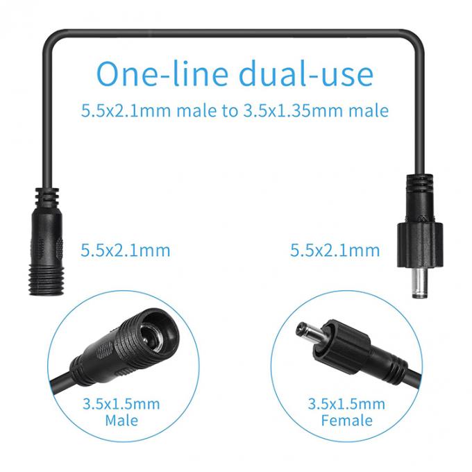 Cable de extensão de energia de 5,5x2,1 mm, 3,5x1,35 mm para luz LED 2