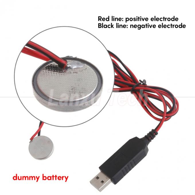 USB 5v a 3v Eliminador de bateria de saída CR2032 Substitua o cabo de carregador 4
