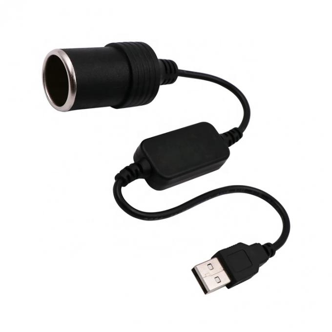 USB A macho para 12v Soquete do isqueiro do cigarro do carro cabo de conversor de energia feminino 1