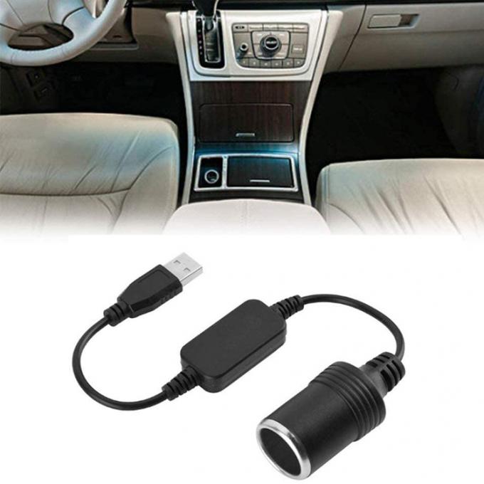 USB A macho para 12v Soquete do isqueiro do cigarro do carro cabo de conversor de energia feminino 5