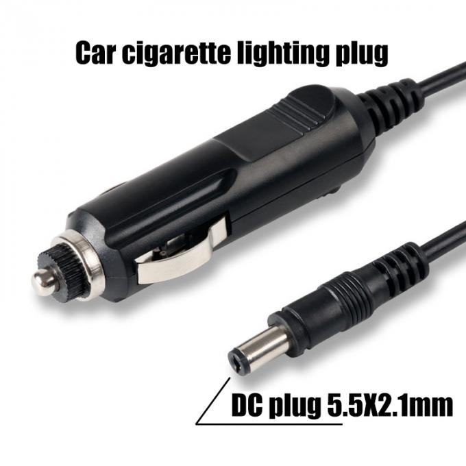 Conector de alta qualidade 5.5x2.1mm Car Car Cigarette Lighter Charger Adaptador de cabo 2