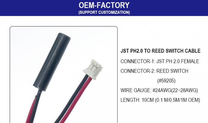 Customizado OEM JST PH 2.0 SH ZH XH MX para cabo de arnês de sensor de comutação de cana magnética 0