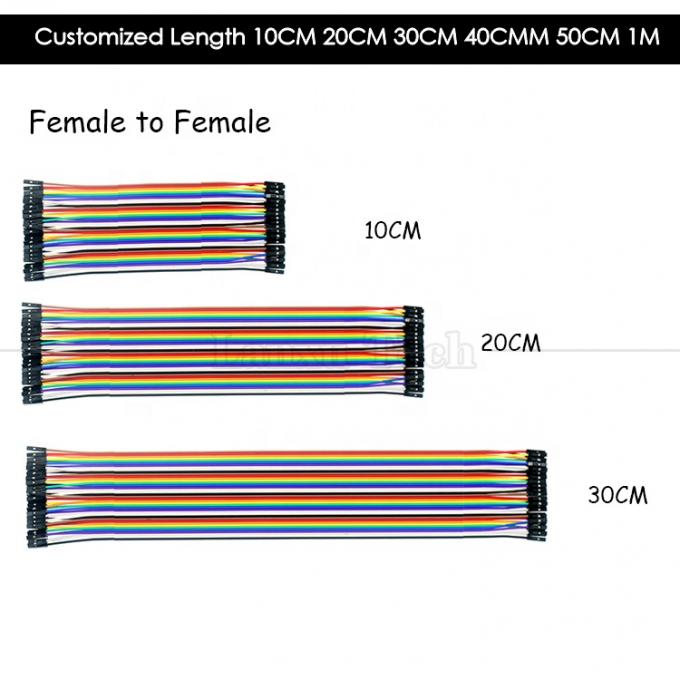 10cm 20cm 30cm 40 Pin Homem para Homem Mulher para Mulher Dupont GPIO Painel Rainbow Ribbon Jumper Cabos para Raspberry Pi 7
