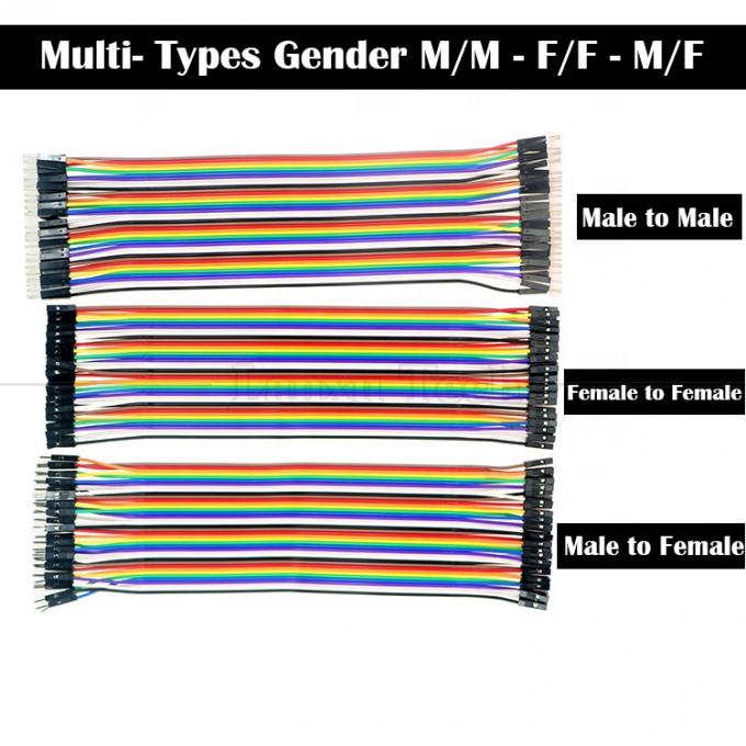 10cm 20cm 30cm 40 Pin Homem para Homem Mulher para Mulher Dupont GPIO Painel Rainbow Ribbon Jumper Cabos para Raspberry Pi 9