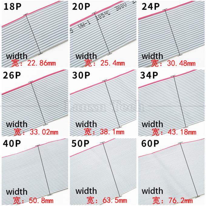 IDC 2.54mm Conector 8 10 12 14 16 18 20 30 40 50 60 PIN 1.27mm Pitch Grey Flat Ribbon Cable 3
