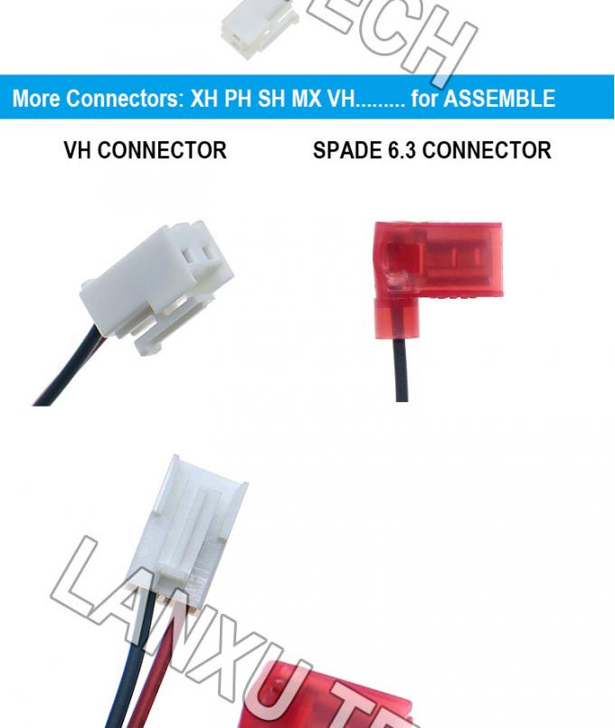 VH 2P 3.96mm Pitch para 90 graus Ângulo 6.3 Spade Conector Assembléia cabo de arnês de fio 1