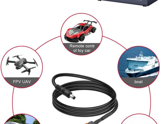 DC 5.5x2.1mm 5.5x2.5mm Plug Jack de barril masculino para XT60 Conector de bateria Cabo de fio para painel solar FPV 7