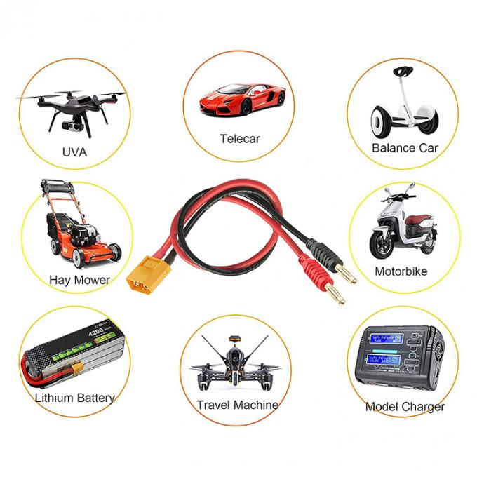 14AWG XT60 Plug masculino para 4mm Banana Connector Cable para RC Lipo Battery Charge FPV Drone 5