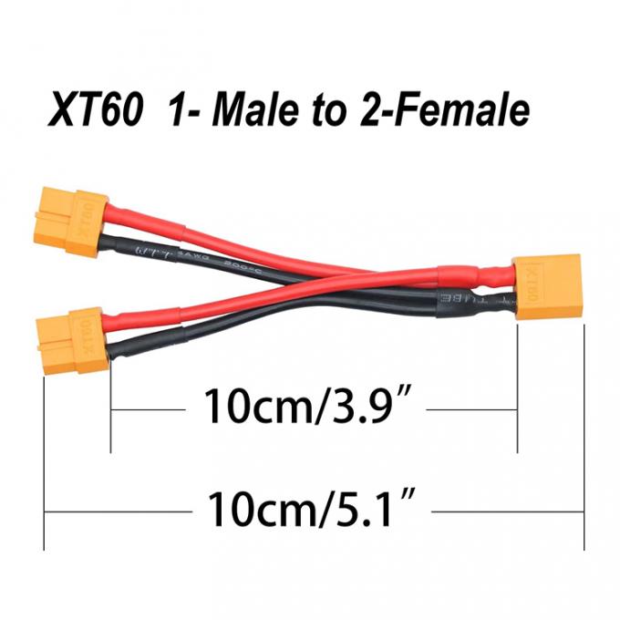 14AWG XT60 1 Homem para 2 Mulher Y Splitter Extension Cable para bateria RC Lipo 1