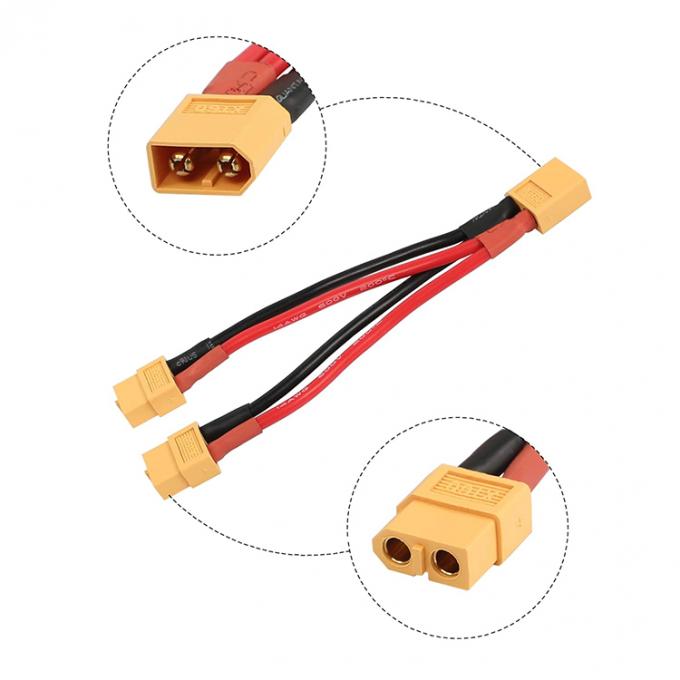 14AWG XT60 1 Homem para 2 Mulher Y Splitter Extension Cable para bateria RC Lipo 4