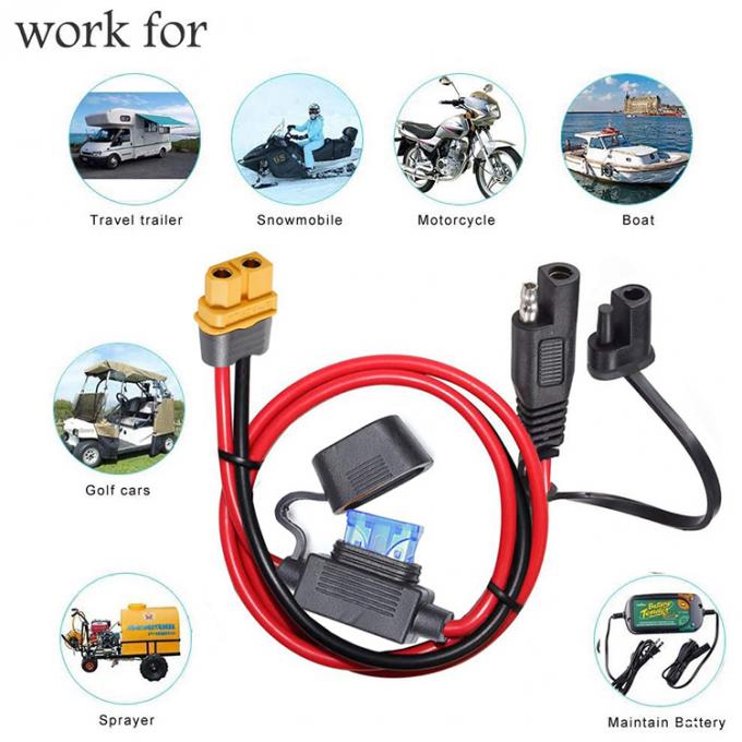Conector feminino XT60 para cabo de extensão SAE com suporte de fusível para central de energia solar 7
