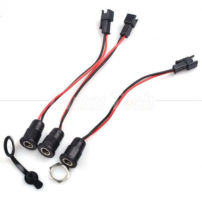 DC 022 5.5x2.1mm 5.5x2.5mm Female Socket Threaded Mount para JST SM 2 Pin Connector Cable 4