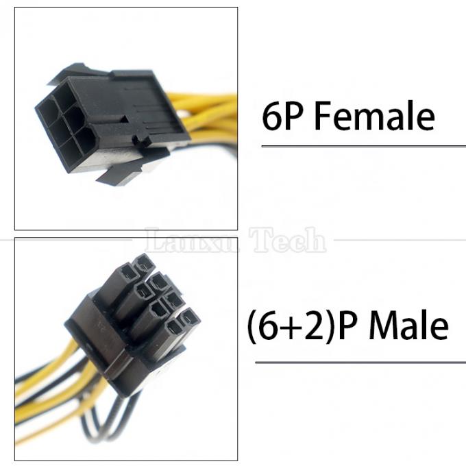 GPU 6 PIN para Dual 8 PIN 18AWG PCI Express Adaptador de alimentação da placa-mãe Cable de extensão PCIe 2