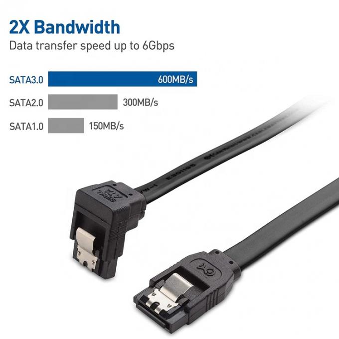 Alta velocidade 6Gbps 90 graus ângulo direito Sata conector cabo para disco rígido 2