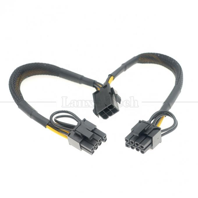 Manteiga 18AWG Pure Cooper Y Splitter 6 Pin para Dual 8 Pin 6+2 PCI Express Adaptador de Potência Extensão Cable PCIe para GPU 0
