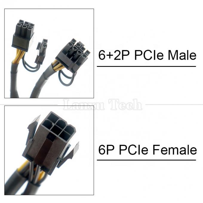 Manteiga 18AWG Pure Cooper Y Splitter 6 Pin para Dual 8 Pin 6+2 PCI Express Adaptador de Potência Extensão Cable PCIe para GPU 1