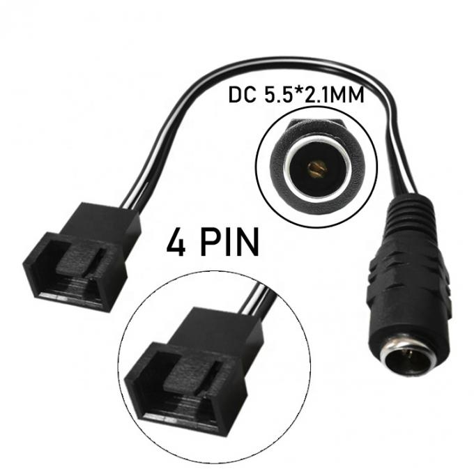 12V Fêmea DC Plug para 3 4 Pin PC Case Fã Power Adaptador PWM cabo de extensão 0