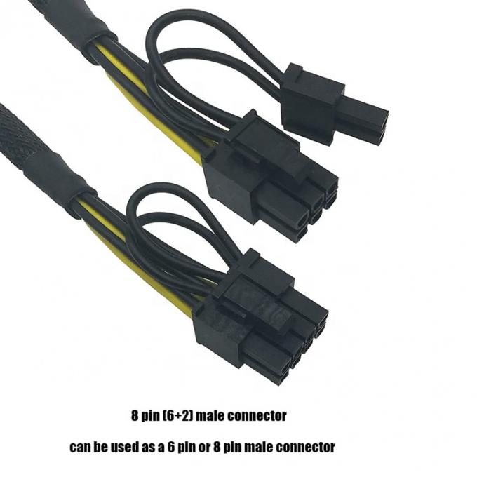 GPU 6 PIN Feminino para Dual 8 PIN Masculino 18AWG PCI Express Motherboard Adaptador de alimentação PCIe Riser 3.0 cabo de extensão 2