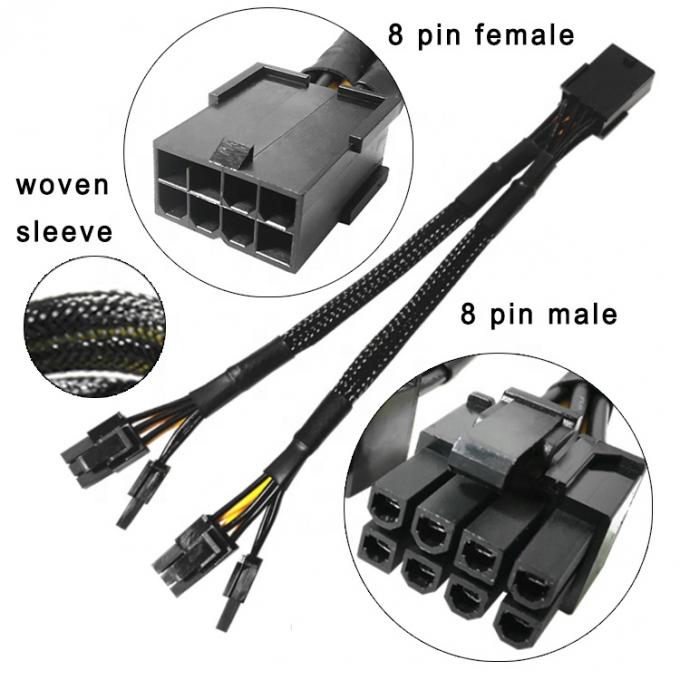 Manga tecida PCIe 8 pin Feminino para duplo 8 pin Masculino PCI Express Graphics Video Card GPU Adaptador de energia cabo 0
