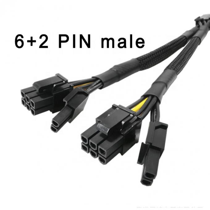 Manga tecida PCIe 8 pin Feminino para duplo 8 pin Masculino PCI Express Graphics Video Card GPU Adaptador de energia cabo 1