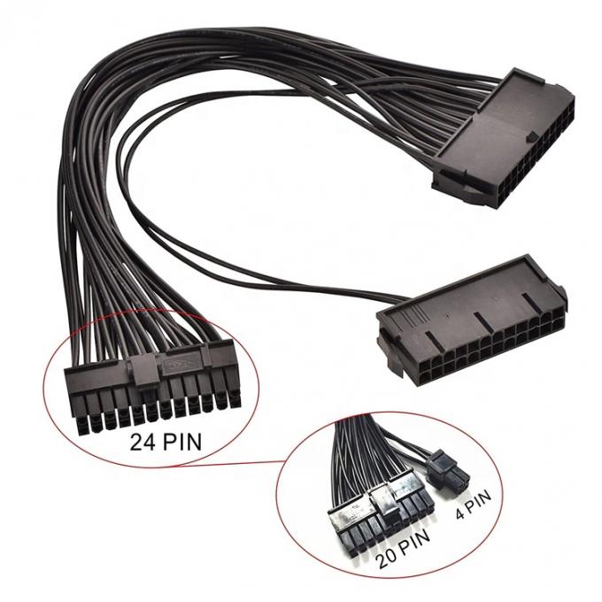 PSU 24 PIN Fêmea para Dual 20 4 24 PIN Homem ATX Mining Motherboard Extension Cable 0
