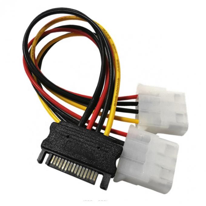 Sata 15 Pin Macho para Dual Molex 4 Pin Lp4 IDE Female Hard Drive Power Y Adaptador Converter Cable para HDD SSD 4