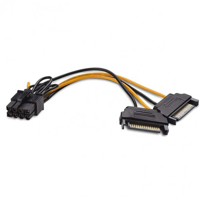 Splitter 8 Pin PCIe Express macho para duplo 15 pin Adaptador de energia Sata ATX cabo 1