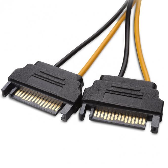 Splitter 8 Pin PCIe Express macho para duplo 15 pin Adaptador de energia Sata ATX cabo 3