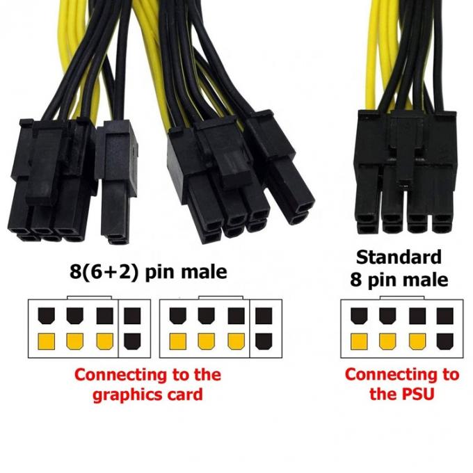 PCIe 8 Pin Macho para Dual 8 Pin Macho PCI Express Graphics Video Card GPU Splitter Power Adapter Cable 1