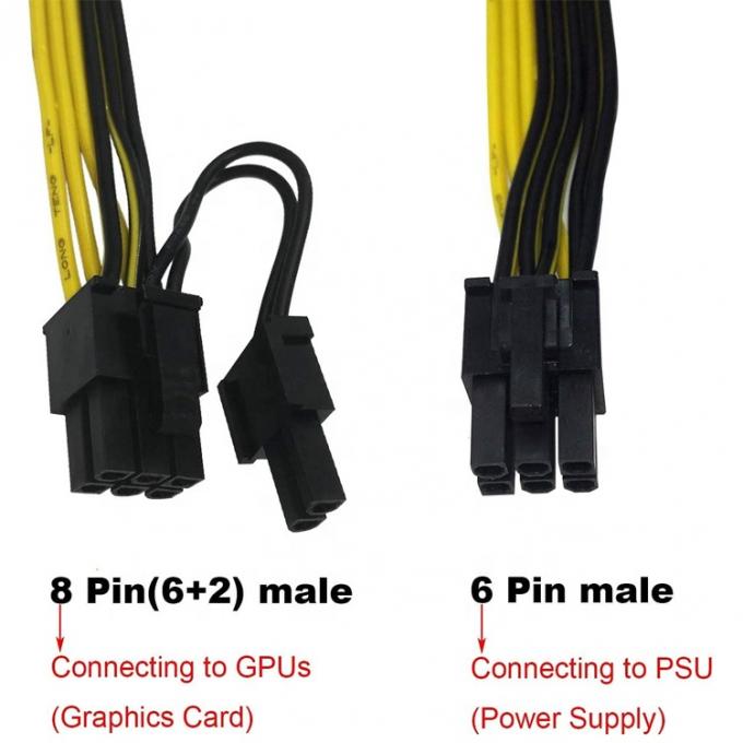 PCIE 6 pin a 8 pin GPU ATX Cartão gráfico de vídeo PCIE PCI Express cabo de alimentação 1