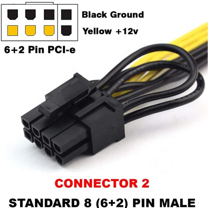 PCIE 6 pin a 8 pin GPU ATX Cartão gráfico de vídeo PCIE PCI Express cabo de alimentação 2