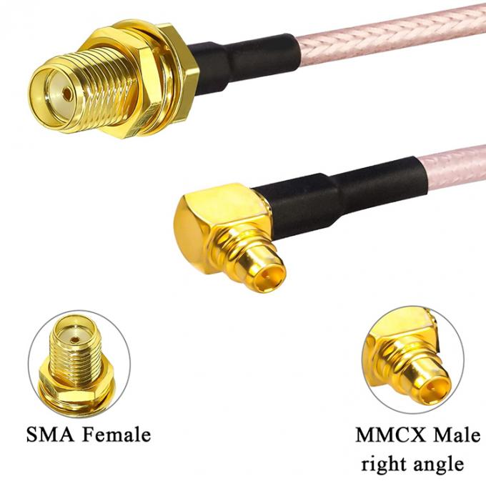 RG316 90 graus ângulo direito MMCX macho para SMA Fêmea Antenna Pigtail RF cabo coaxial 1