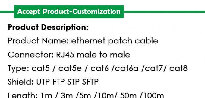OEM de alta qualidade Pure Cooper Shield FTP UTP STP SFTP Cat5 Cat5e Cat6 Cat6a Cat7 Cat8 RJ45 Ethernet Patch Lan Network Cable 0