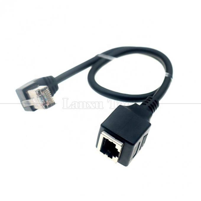 Ângulo de 90 graus RJ45 macho para RJ45 fêmea Socket Cat5e Ethernet Lan Cable 0