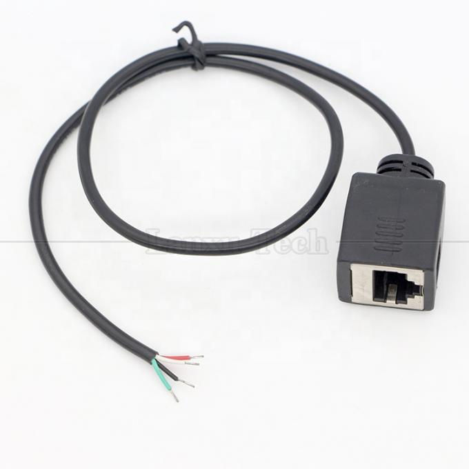 Fêmea RJ45 soquete para abrir solda de lata 4 fios cabo de cola de porco 3