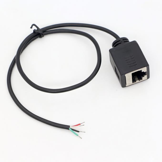 Montagem personalizada Fêmea RJ45 Socket para abrir Soldadura em lata 4 fios Cabo de cola de porco 4