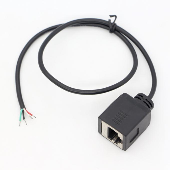 Montagem personalizada Fêmea RJ45 Socket para abrir Soldadura em lata 4 fios Cabo de cola de porco 3