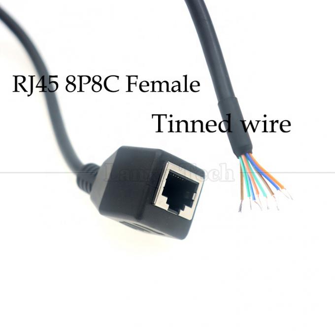Fêmea RJ45 Jack Socket para abrir Soldagem de lata 8 fios de ponta nua Pigtail Ethernet Network Patch Lan Cable 1