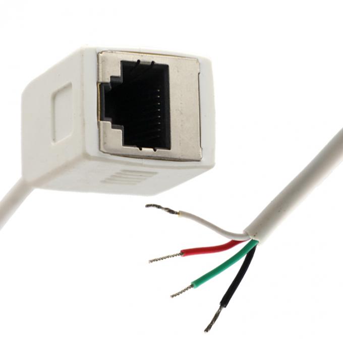 Personalização Branca Fêmea RJ45 Socket To Open Soldadura em lata 4 fios Cabo de cola de porco 0
