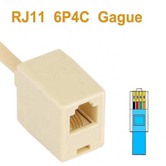 Ethernet RJ45 8P8C Homem para Telefone RJ11 4P4C Fêmea Socket ADSL Conector Converter Adaptador de cabo de extensão 3