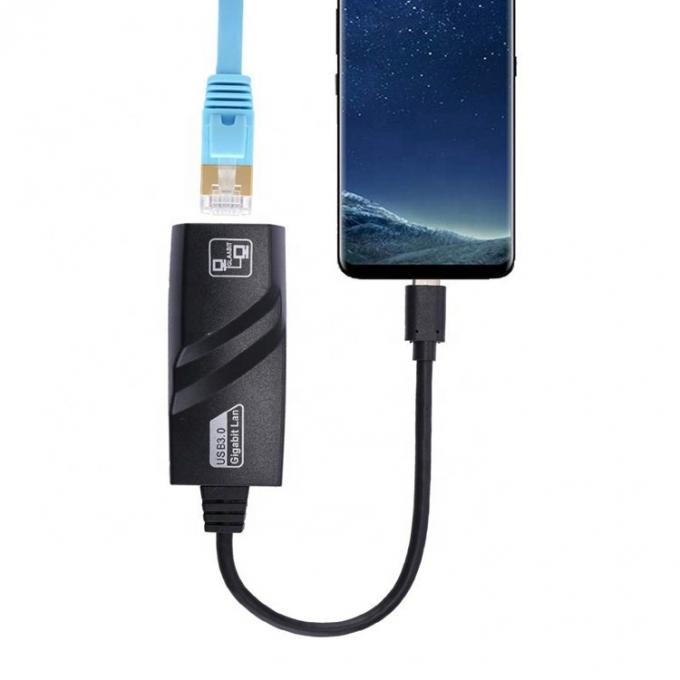 Alta compatibilidade USB 3.1 Tipo C Macho para Gigabit RJ45 Ethernet Adaptador de rede LAN para computador portátil 4