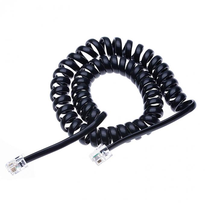 RJ9 4P4C RJ11 preto branco espiral plano Cat3 ADSL cabo telefónico 1