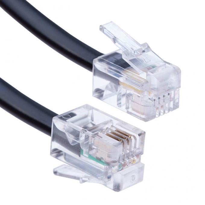 RJ9 4P4C RJ11 preto branco espiral plano Cat3 ADSL cabo telefónico 3