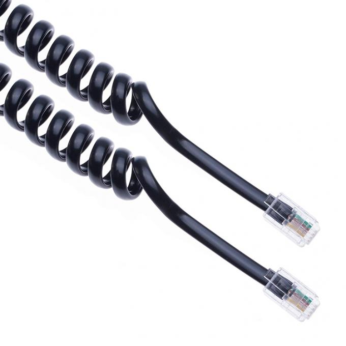 RJ9 4P4C RJ11 preto branco espiral plano Cat3 ADSL cabo telefónico 4
