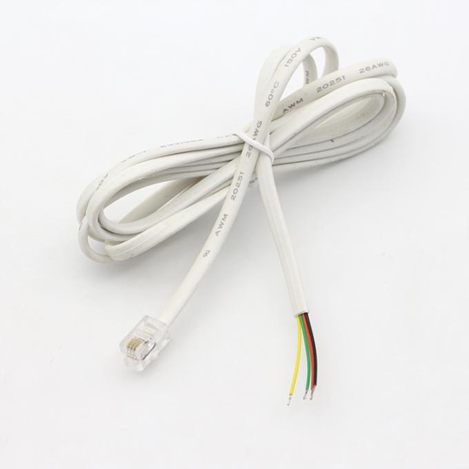 Personalizado 1m 2m 3m RJ9 RJ11 macho 4p4c para fio de lata despojado cabo de fim aberto 4