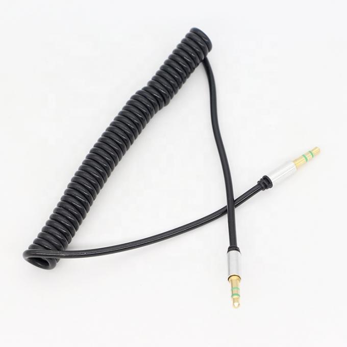 CUSTOM 1M 2M 3M bobina espiral de moagem macho a macho 3.5mm Jack Stereo Aux áudio cabo 1