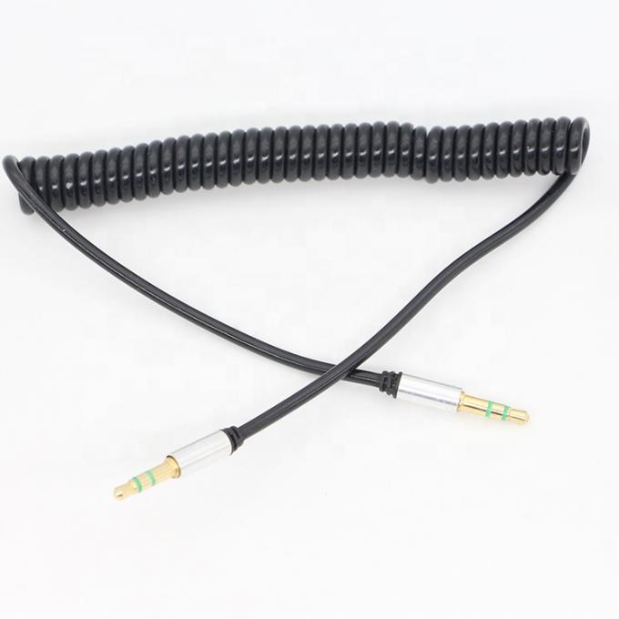 CUSTOM 1M 2M 3M bobina espiral de moagem macho a macho 3.5mm Jack Stereo Aux áudio cabo 0
