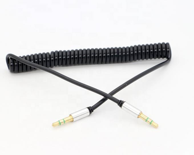 CUSTOM 1M 2M 3M bobina espiral de moagem macho a macho 3.5mm Jack Stereo Aux áudio cabo 5