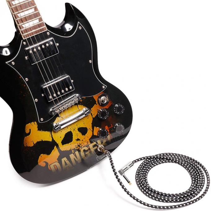 3M Metal trançado em ângulo reto 6.35mm 1/4 TS Jack Áudio Guitarra Elétrica Instrumento de Efeito Bass Amp Patch Lead Cable 8